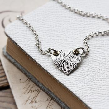 Winged Fingerprint Heart Necklace