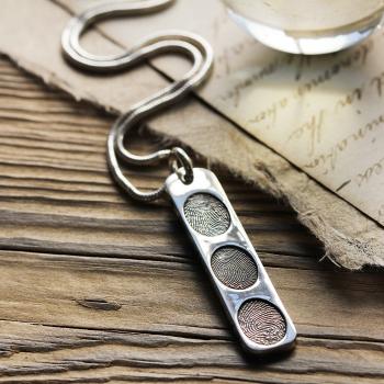 Fingerprint Ingot Necklace with Shaped Prints