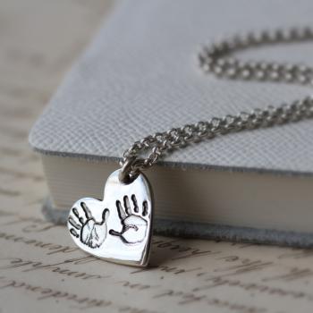 Hand & Footprint Heart Pendant Necklace