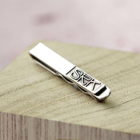 Monogram Silver Tie Clip