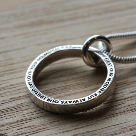 Aharoni font on the Personalised HALO Ring Necklace