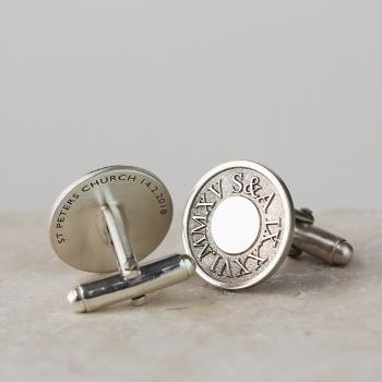 Personalised Silver Roman Numerals Cufflinks