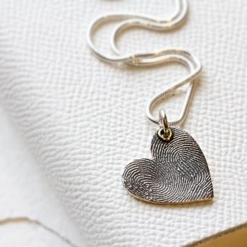 Heart Fingerprint Pendant on a snake chain (chain not included)