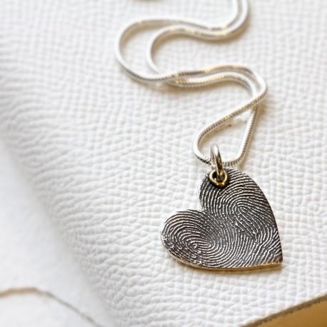 Heart Fingerprint Pendant on a snake chain (chain not included)