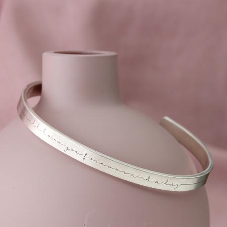 Timeless Script Personalised Silver Cuff Bracelet