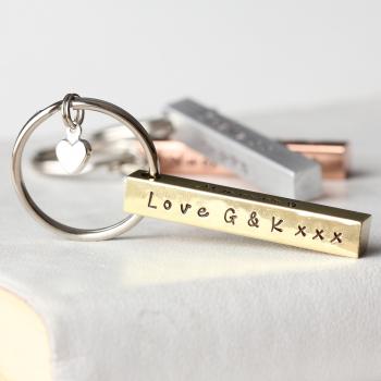 Personalised Brass Bar Keyring