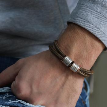 Earth Brown Paracord and Silver Medical Alert Bracelet