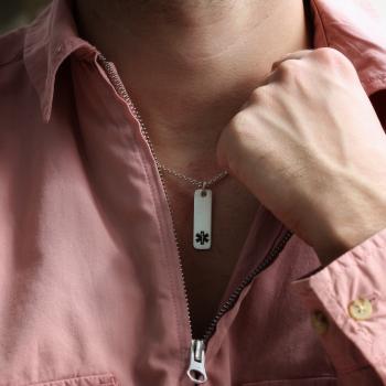 Men's Silver Medical Alert Allergy Necklace