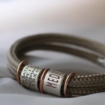 Desert Sand Paracord and Silver Medical Alert Bracelet