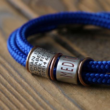 Royal Blue Paracord and Silver Medical Alert Bracelet