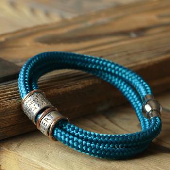 Teal Paracord and Silver Medical Alert Bracelet