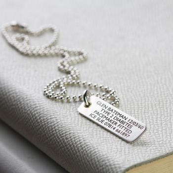 Slim Silver Medical Alert Allergy Necklace