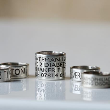 Wide Personalised Silver Medical Alert Beads