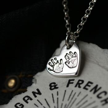 Hand & Footprint Heart Charm Necklace