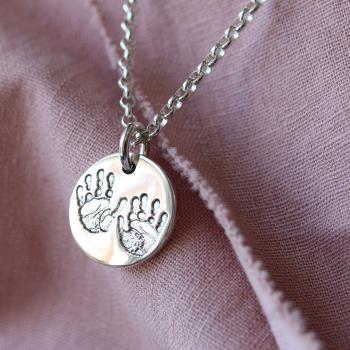 Round Hand & Footprint Necklace