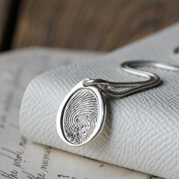 Fingerprint Teardrop Charm Necklace