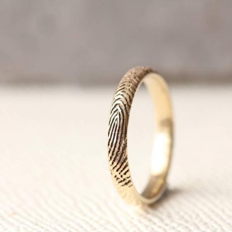 Slender Solid Gold Fingerprint Ring