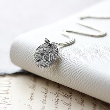 Round Fingerprint Charm Necklace