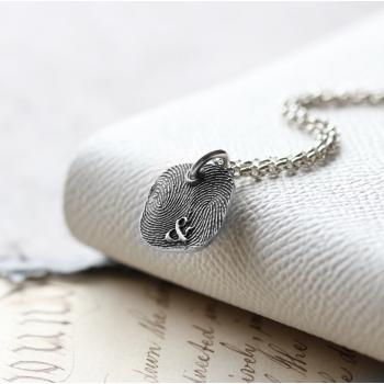 Fingerprint Rounded Square Charm Necklace