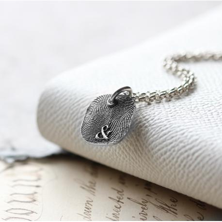 Fingerprint Rounded Square Charm Necklace