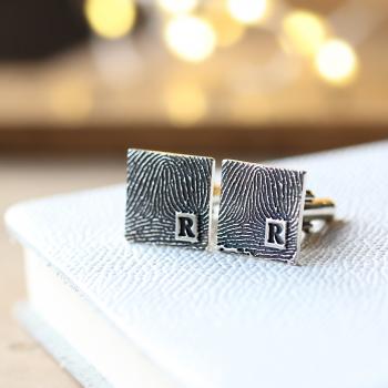 Monogram Square Fingerprint Cufflinks