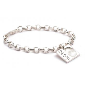 Square FingerPrint Charm Belcher Bracelet (classic range)