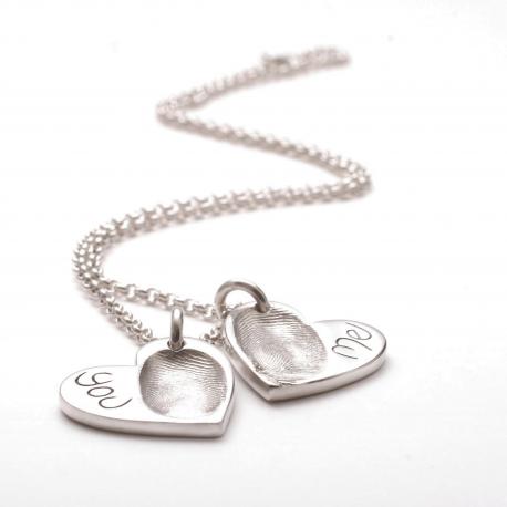 FingerPrint Heart Pendant On a Silver Chain