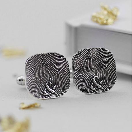 Monogram Rounded Square Fingerprint Cufflinks