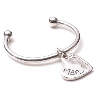 Heart Charm Hand & Footprint Torque Bangle