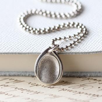 Teardrop FingerPrint Charm Necklace