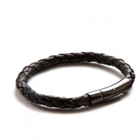 Luxury Black On Black Leather Bracelet