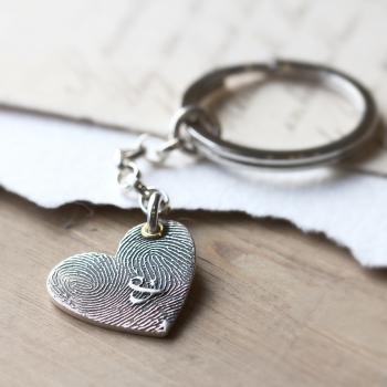 Fingerprint Heart Keyring