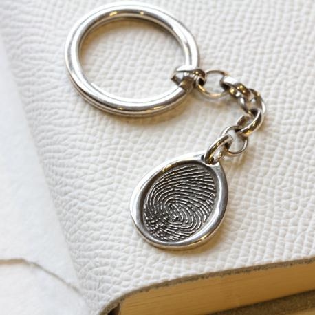 Fingerprint Teardrop Charm Keyring