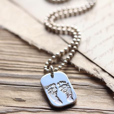 Hand & Footprint Dog Tag Pendant Necklace